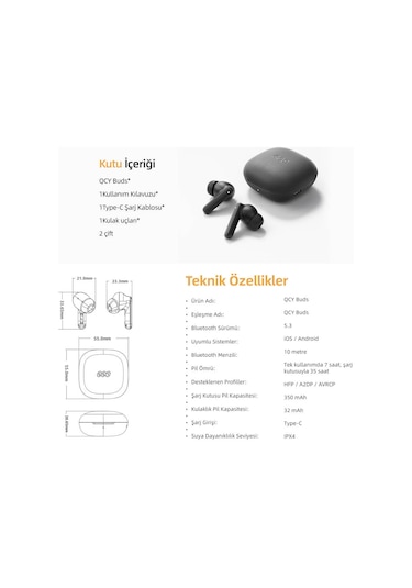 Qcy Buds T43 Bluetooth 5.3 Kulak İçi Kulaklık