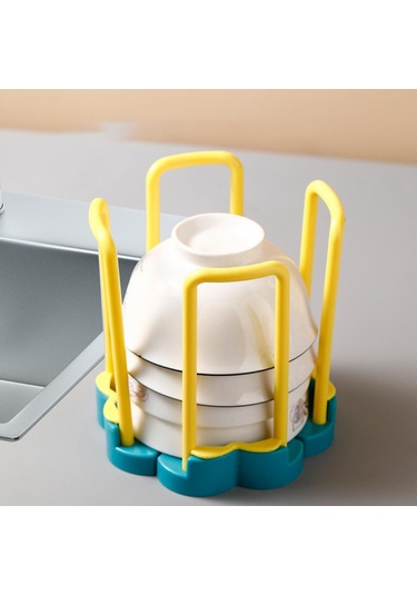 Suntek Magideal Bulaşık Kurutma Rafı Esnek Uzatılabilir Sarı-ve-mavi