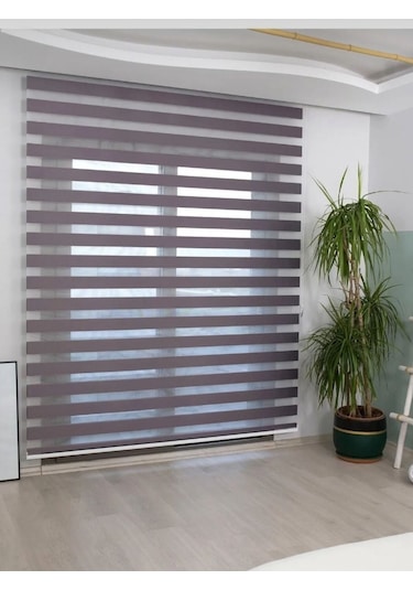 Antrasit Bambu Düz Zebra Stor Güneşlik Perde