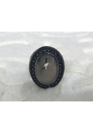 Yemen Akiği Taşlı 925 Ayar Erkek Gümüş Yüzük