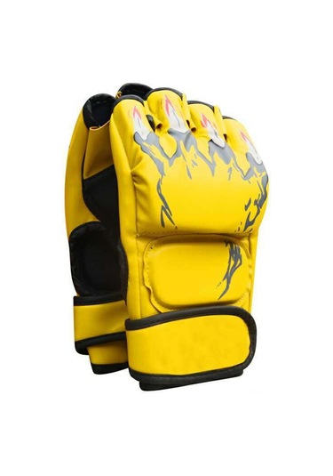 Reedark Erkekler İçin Savaşçı Kaplan Pençe Yarım Parmaklı Eldiven, Sanda Ve Boks İçin Zırhlı, Sert Zeminlerde Kullanıma Uygun Siyah Siyah