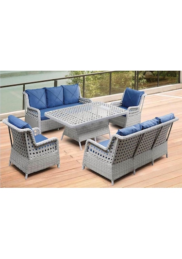 Diesse Home London Rattan Gri Bahçe Mobilyası Ekru