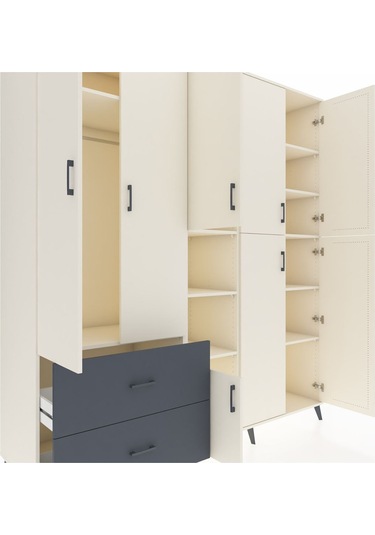 Kronos Dolap 12 Raflı 2 Çekmeceli Tek Askılı 220x59x243 Aytaşı-aytaşı/antrasit Aytası/antrasıt