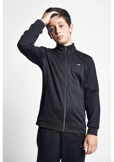 LESCON Siyah Çocuk Fermuarlı Sweatshirt 23S-3237-23B