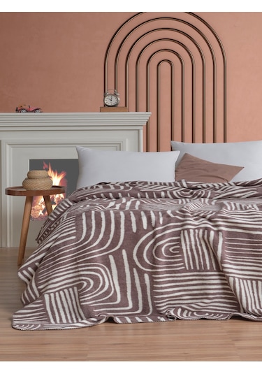 Pamela Çift Kişilik Battaniye 200x220 Cm Sütlü Kahve