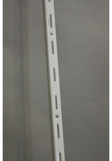 2 Adet 200 Cm Beyaz Tek Sıra Delikli Raf Dikme Destek Profili - Raf Direği Galvaniz