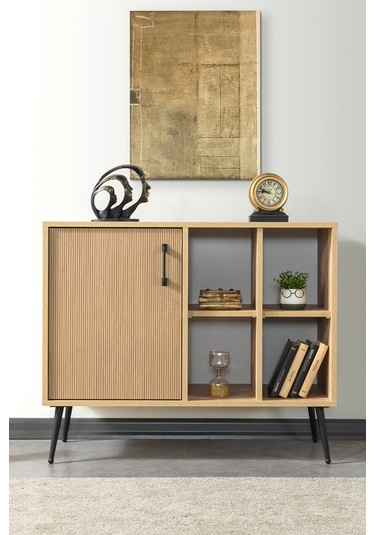 4110 Şile Metal Ayaklı Metal Kulplu 100 Cm Konsol - Tv Ünitesi - Yemek Odası Yunus - Safir Yunus - Safir