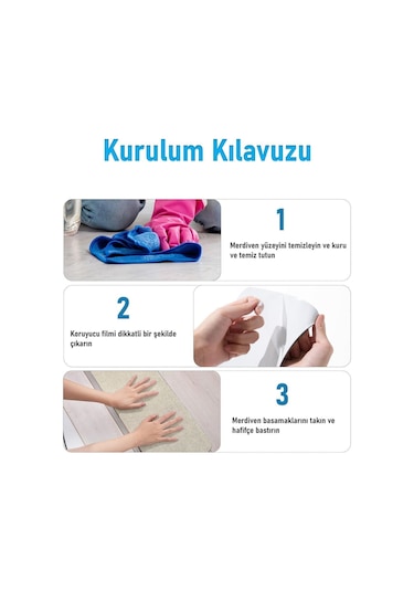 Halifleks Yapışkan Tabanlı Merdiven Basamak Paspası Rip Halı Kaymaz Tabanlı - Bej Null