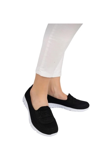 Kadın Fileli Yazlık Spor Babet Siyah - Beyaz