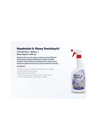 Quick&Shine Buzdolabı İç Yüzey Temizleyici 500 ML