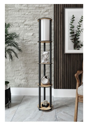 Ravilo Estantes Yuvarlak Dekoratif Raflı Lambader Meşe