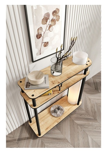 Ravilo Caprio Dresuar Dekoratif Raflı Lambader Meşe