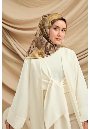 Silk Home Twill İpek Eşarp 11480-65 Vizon, Yeşil Kahve, Krem, Yeşil Bej