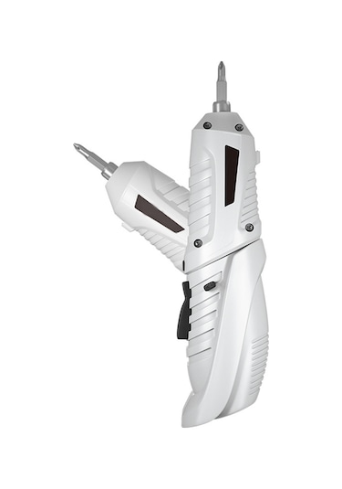 Moveevo 3.6v Usb Şarjlı Elektrikli Tornavida Seti - 3.5nm Tork, Led Işık, Düz-kısa Mod Değişimi, Beyaz 6 Parça Kutulu Vidalama Aleti