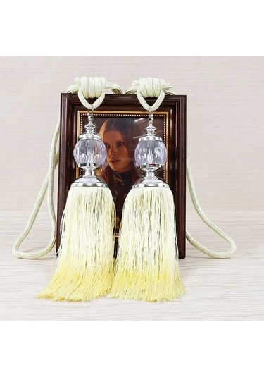 Novahub Perde Bağı Püskül Takımı - 2 Adet Plastik Ve Polyester - 66 Cm Toplam Uzunluk