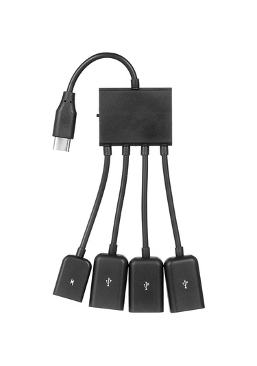 Maiyame Type-c Otg 3usb2.0 Arayüzü + Güç Kaynağı Arayüzü Çeşitli Ekipmanlara Uygun Tak Ve Çalıştır Taşınabilir Ve Küçük Siyah