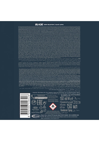Blade Hero Selection Serisi Black Alpha Erkek Deodorant 6x150 Ml