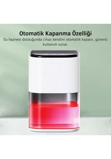 Coofbe 2000ml Işıklı Banyo Mutfak Dolap Nem Alma Cihazı Mantar Rutubet Nem Küf Önleyici Dehumidifer Beyaz