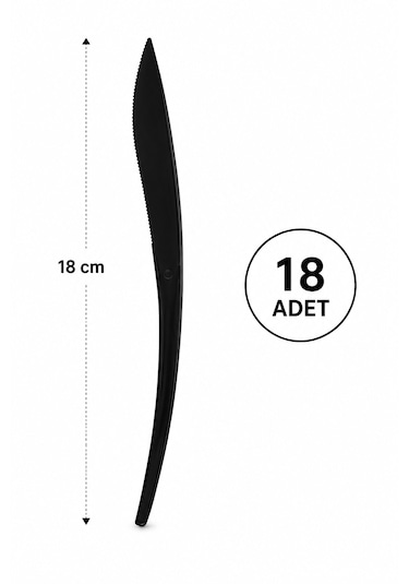 Plastik Bıçak Siyah 4,8 Gr Modern Lüks 18'adet