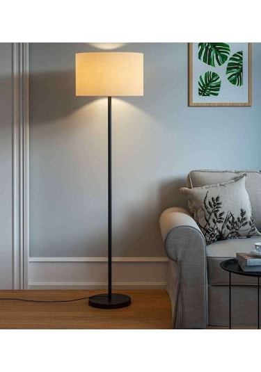 Siyah Metal Lambader Krem Silindir Başlık Ml745