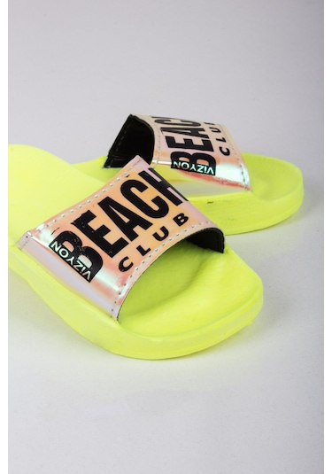 Kız Çocuk Beach Yazılı Terlik-5807-sarı Sarı