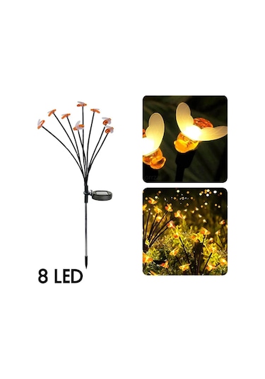 Allilit6/8/10 Led Güneş Bahçe Işıkları - Arı, Ateşböceği, Kelebek Desenli Su Geçirmez Çim Ve Yol Aydınlatmakırmızı Kırmızı