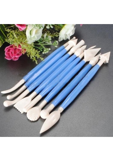 Sarı 8 Adet Çiçek Fondan Kalem Hafif Çikolata Kalıp Düz Renk Dıy Desen Fondan Kesici Kalem Basit Çift Kafalı Gıda Sınıfı