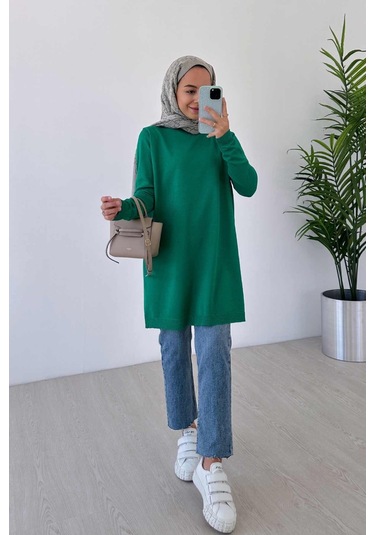 Basic Merserize Tunik - Yeşil Yeşil