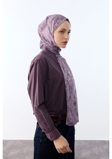 Mirsoy Scarf Mirayze Etnik Desen Şal Mor
