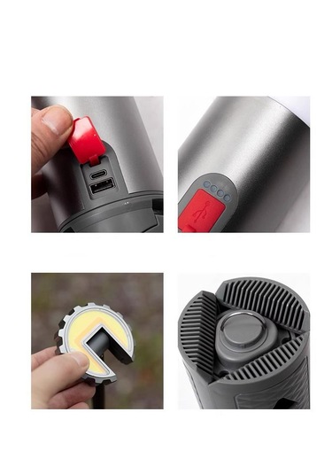 Shufa Glampıng Taşınabilir Kamp Işığı Uzun Şarj Süresi Uzaktan Kumanda Alüminyum Teleskopik Tripodlu Lamba 10,000 Ma Gri