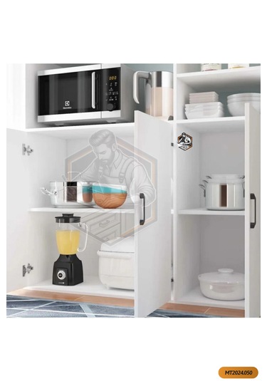 Tamamı Mdf 6 Kapaklı Açık Raflı Çok Amaçlı Mega Mutfak Dolabı/kil