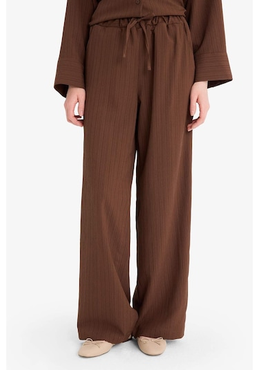 DeFacto Relax Fit 2'li Takım Gofre Dokulu Uzun Kollu Gömlek Pantolon F4094AX25SMBN320