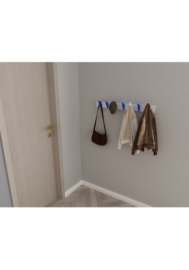 Hepsi3boyutlu Modern Duvar & Kapı Kanca Askılık - 7 Adet Mavi Kanca Askılık - Model No : 5 Mavi
