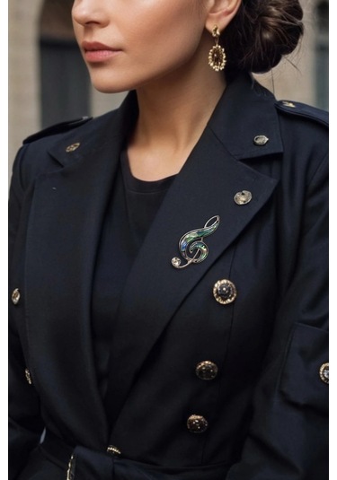 Abalon Shell Sol Anahtarı Sedef Broş Br10-1 Çok Renkli