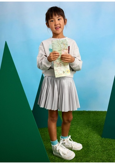 Mayoral Kız Çocuk Pileli Etek Pantolon Gri