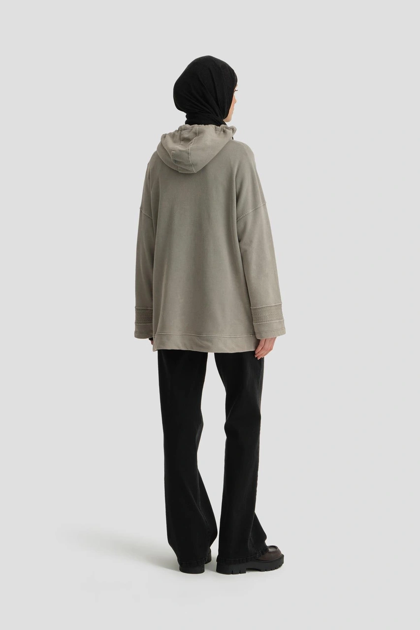 Armine Yıkama Efektli Sweat 24kd6804 Vizon Vizon