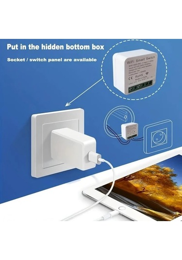 Motion003 2 Adet 16a Mini Akıllı Wifi Anahtarı Alexa Google Home Uyumlu Ewelink Otomasyonu