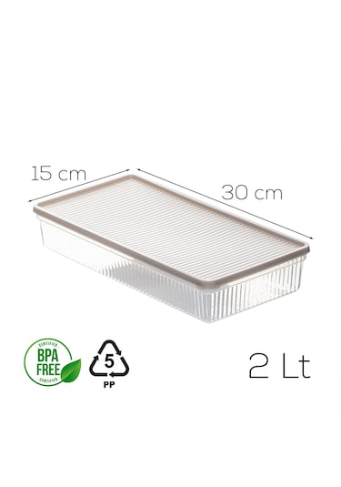 Porsima 5310 8 Li 2 Lt Buzdolabı Organizeri Mikrodalga Ve Derin Dondurucu Buzluk Bakliyat Saklama Kabı - Cappuccino