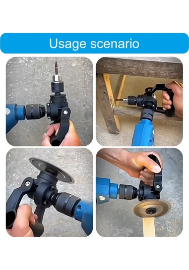 Xurunkeji 90 Derece Matkap Adaptörü Çok İşlevli Matkap Adaptörü Dik Açı Matkap Ataşmanı Metal Matkap Mandren Aksesuarı