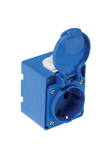 Mete Enerji 1x16a.pano Priz+ Kasa Ray Montaj Elemanlı Mavi 40403706
