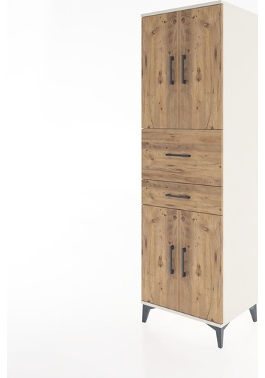 Hyperion Dolap 4 Raflı 2 Çekmeceli 4 Kapaklı 60x44x195 Aytaşı-çam Antrasit