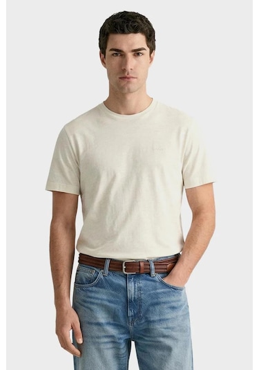 Gant Erkek Krem Bisiklet Yaka Regular Fit T-shirt-14839