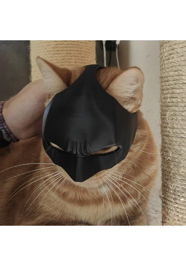 Siyah Batman Kedi Maske - Giyilebilir Kedi Maskesi Evcil Hayvan Maskesi 1 Adet