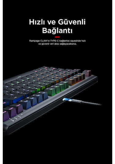 Rampage Claw Blue Switch RGB Mekanik Oyuncu Klavyesi