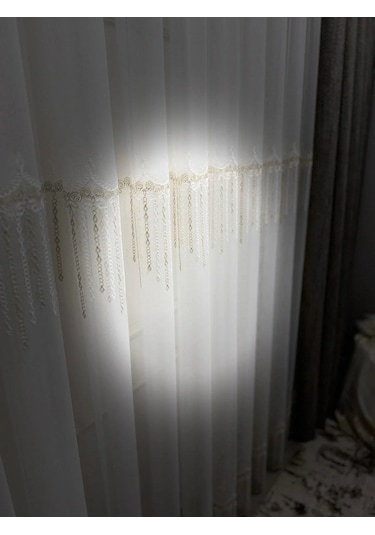 Nivemeshome 2571 V -117 Reina Gold 1/2,5 Pileli Bambu Tül Perde 400x280