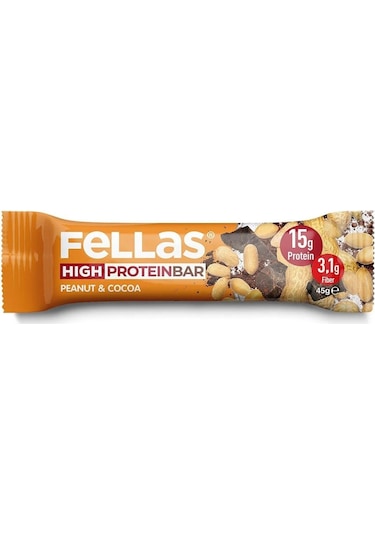 Fellas Yüksek Protein Bar - Yer Fıstıklı Ve Kakaolu 45g 3 Adet