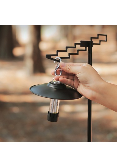 Yifomall Alüminyum Çelik Kamp Işık Rakusu - Masaüstü/toprak Takılıklı 3 Seviye Ayarlanabilir Depolama Rafı Siyah