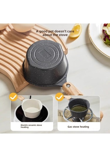 Dianziye Küçük Mutfak Tahta Tencere: Non-stick Mutfak Tahta, Sıvı Yağ, Sıcak Yağ, Küçük Omlet Tencere, Gaz Ocağı İçin Kara Mutfak Tahta, Sadece Gaz Diğer