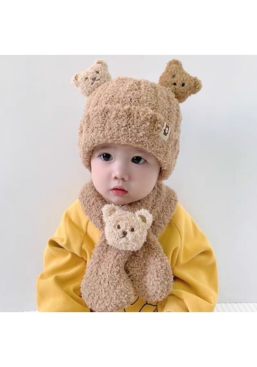 Bebek Sonbahar Ve Kış Şapkaları, Bebekler Ve Çocuklar İçin Peluş Şapkalar, Kışın Sıcak Tutan Yünlü Şapkalar 01 Haki