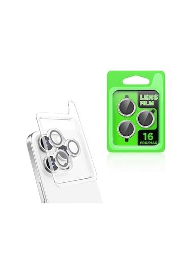 Noktaks - İphone 16 Pro Max Uyumlu - Kamera Lens Koruyucu Cl-07 - Gümüş